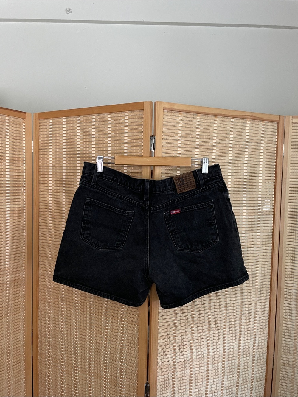 Vintage Polo Ralph Lauren Black Denim Women's Shorts High-Waisted Size 12